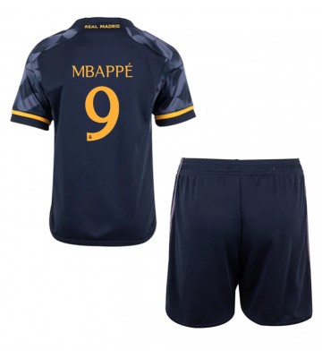 Real Madrid Kylian Mbappe #9 Borta Kläder Barn 2023-24 Kortärmad (+ Korta byxor)